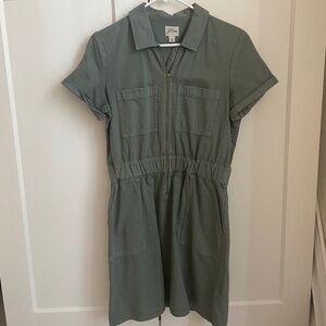 JCrew Zip up chino dress Slate Green size 6